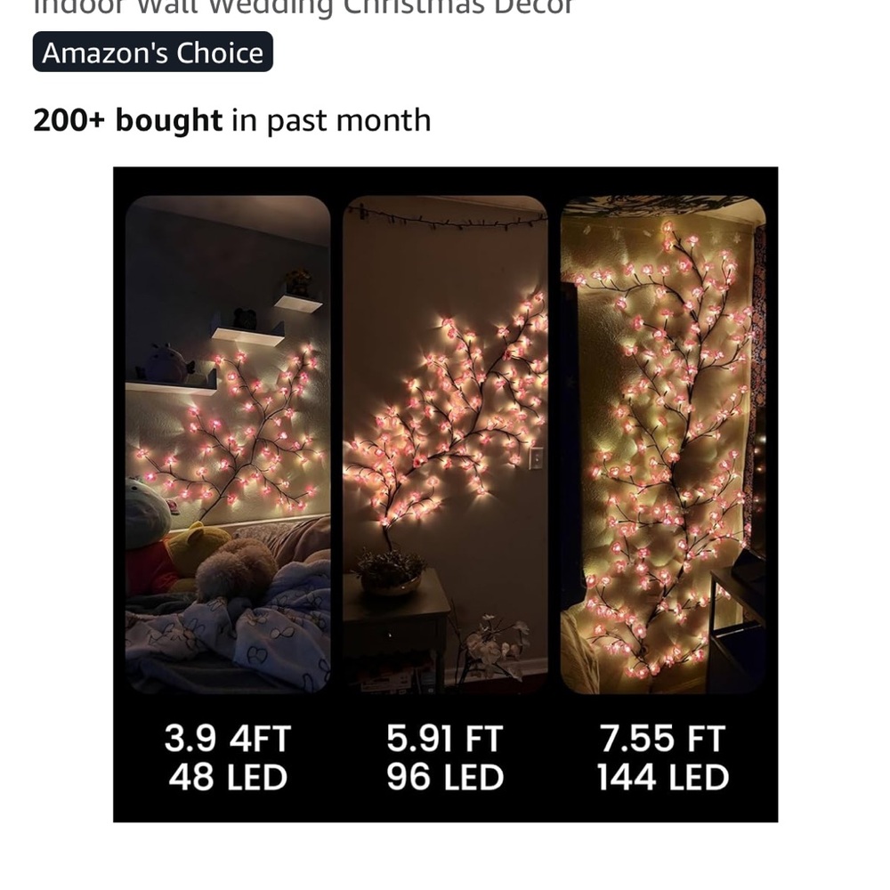 Pink Floral LED Light Set with Remote - Picture 11 of 16